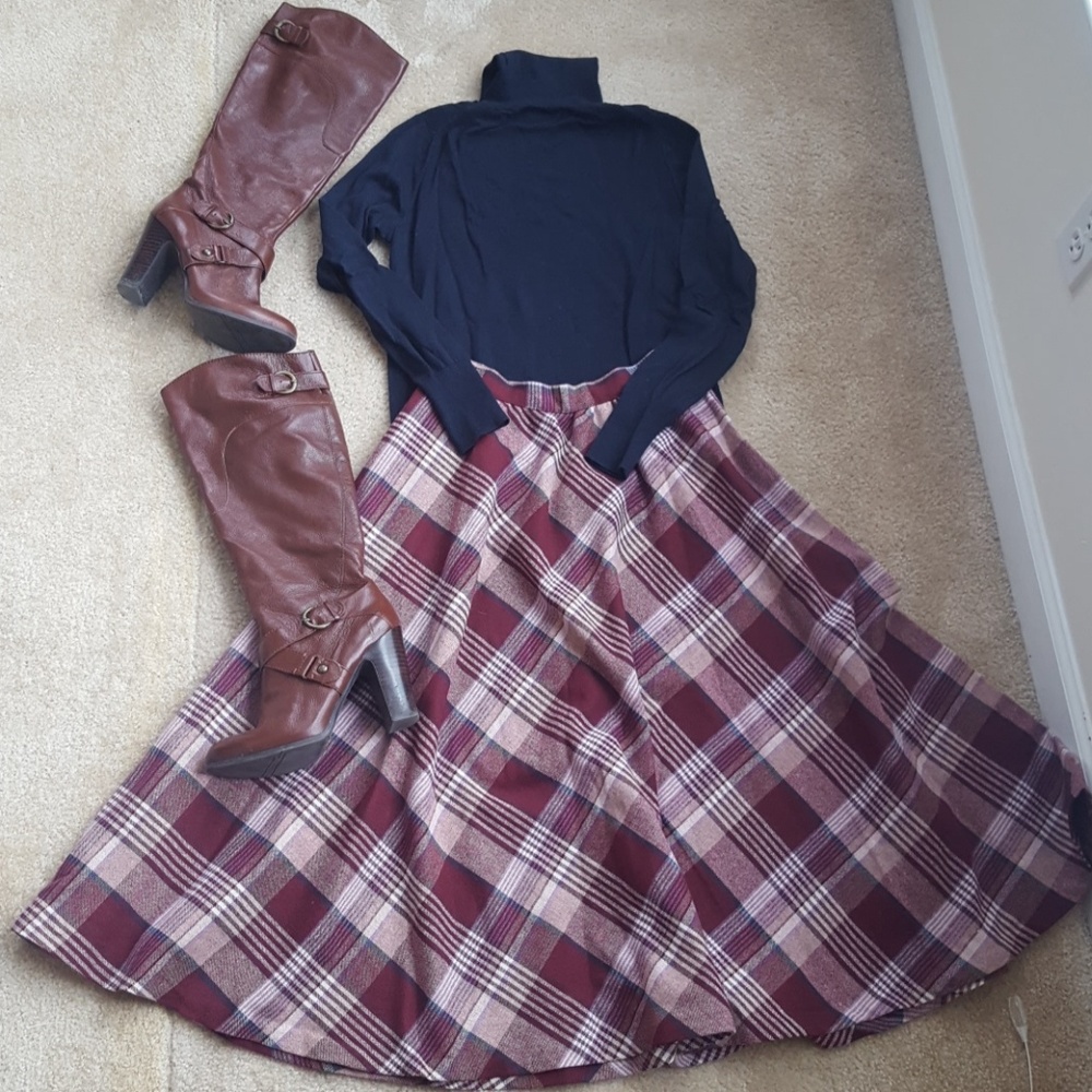 Vintage Plaid Wool Skirt